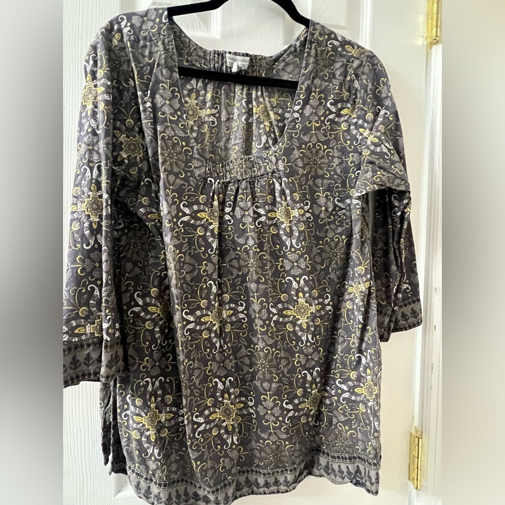 World Market XL top/tunic boho print with smocked neck